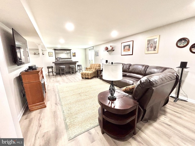 living room with light wood-type flooring