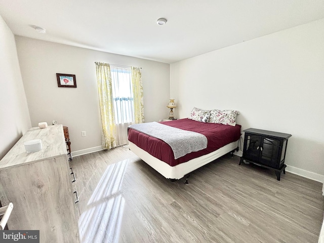 bedroom with hardwood / wood-style floors