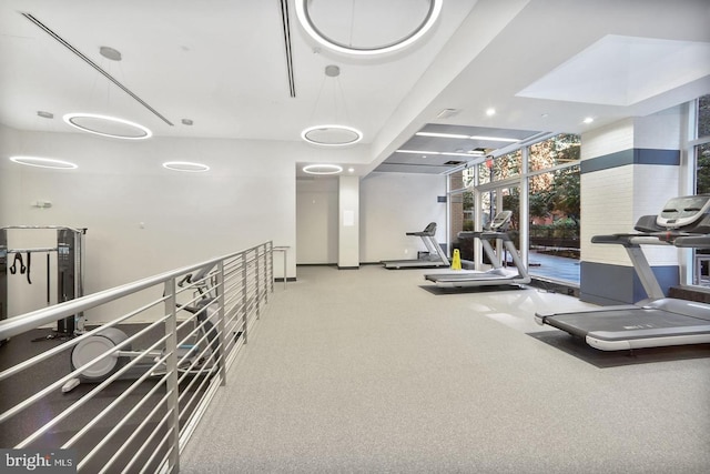 exercise room featuring a wall of windows