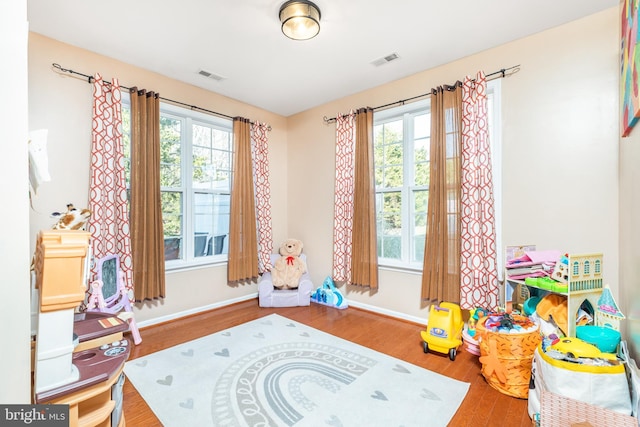 playroom featuring wood-type flooring