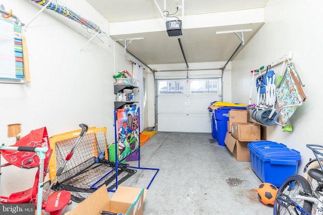 garage with a garage door opener