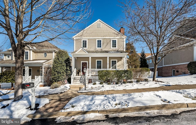 front facade with a porch