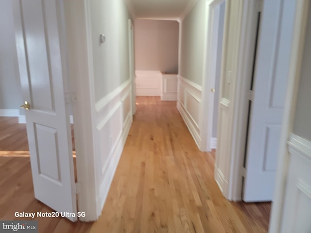 hall featuring light hardwood / wood-style flooring