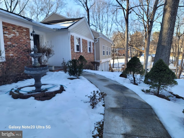 view of snow covered exterior