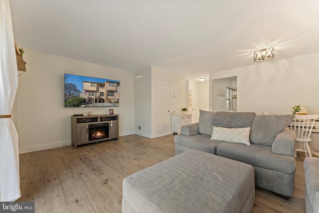 living room with light wood-type flooring