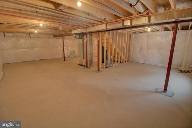 basement featuring heating unit