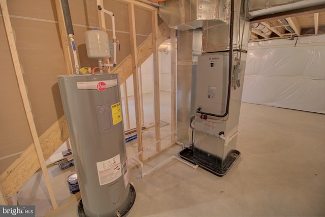 utility room with water heater