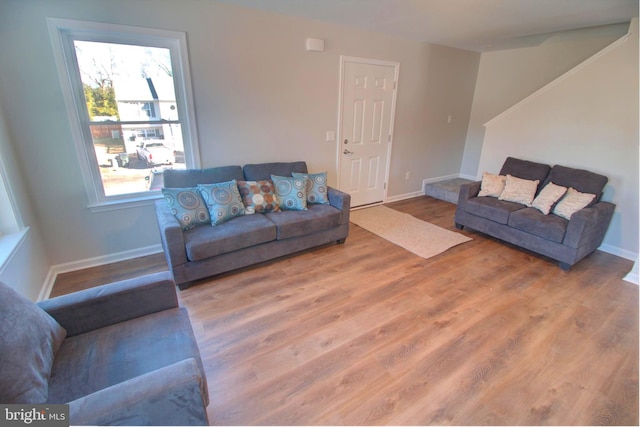 living room with hardwood / wood-style flooring