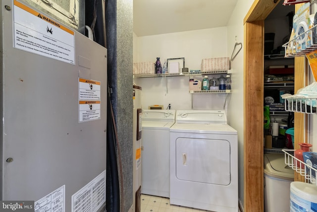 washroom with independent washer and dryer and heating unit