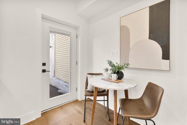 dining area with light wood-type flooring