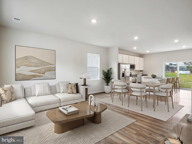 living room featuring light hardwood / wood-style floors