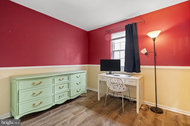 office space with hardwood / wood-style flooring