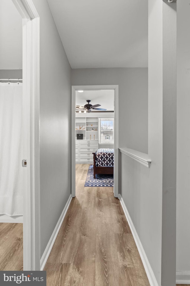 corridor featuring wood-type flooring