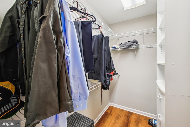 spacious closet with hardwood / wood-style flooring