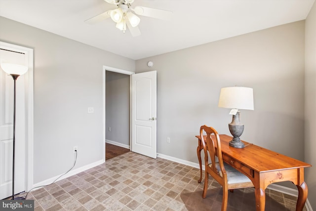 office featuring ceiling fan