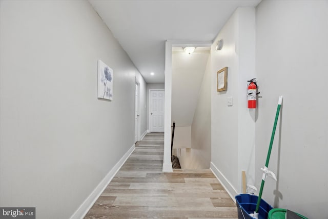 hall featuring light wood-type flooring