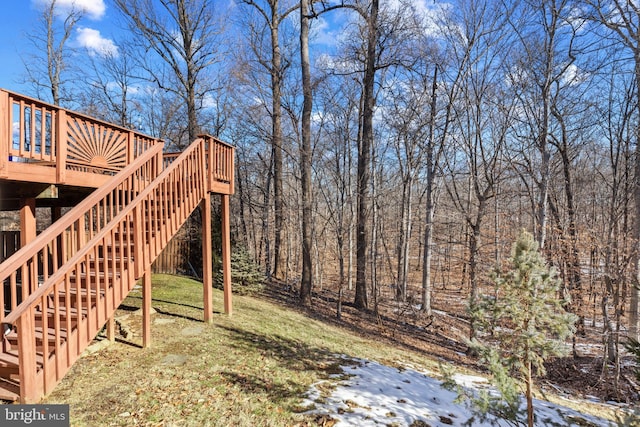 view of yard featuring a deck