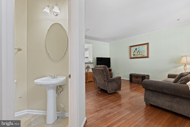 living room with hardwood / wood-style floors