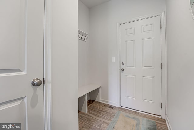 mudroom with light wood-type flooring