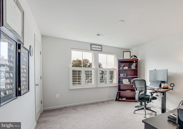 office area featuring carpet flooring