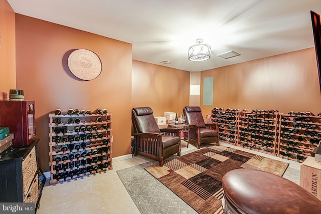 view of wine cellar