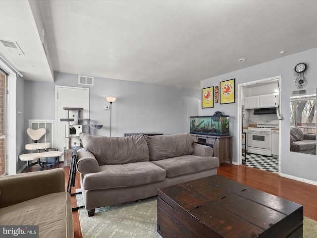 living room with light wood-type flooring