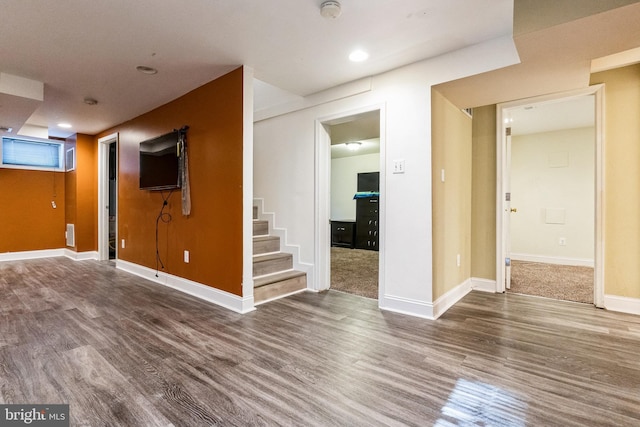 interior space with hardwood / wood-style floors