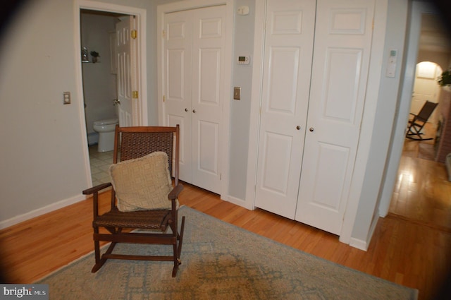 living area featuring light hardwood / wood-style flooring