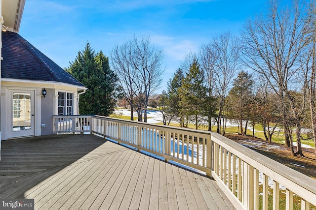 deck with a water view