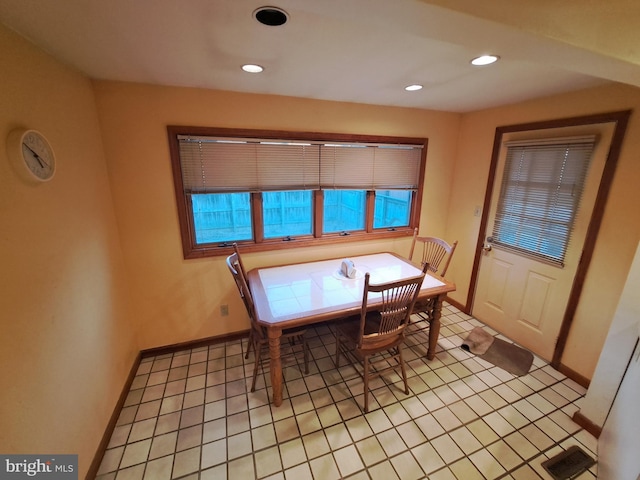 view of tiled dining room