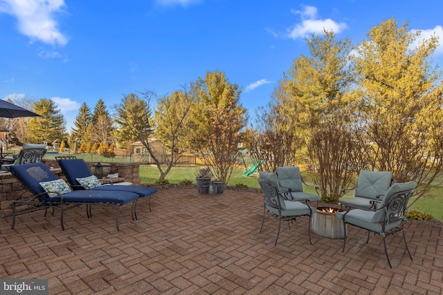 view of patio / terrace with a playground