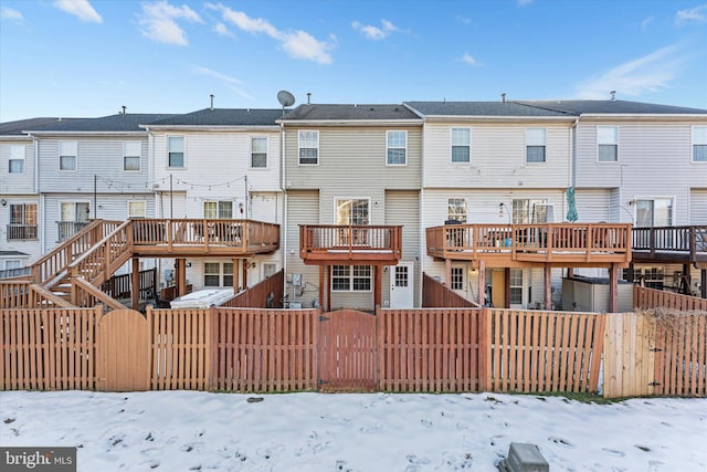 view of snow covered property