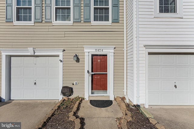 entrance to property with a garage