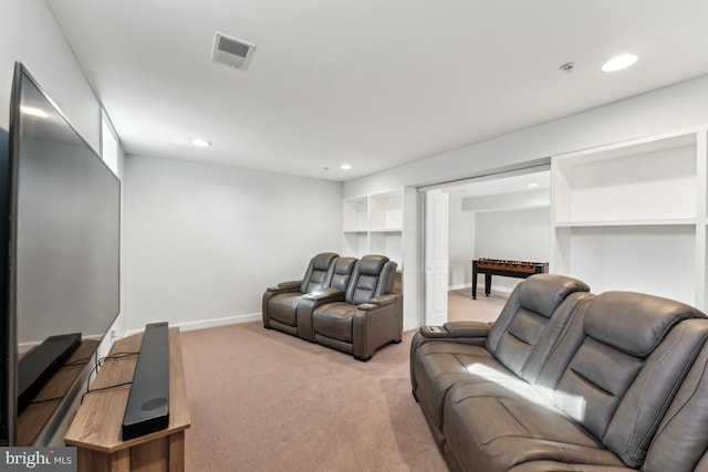 living room featuring light colored carpet