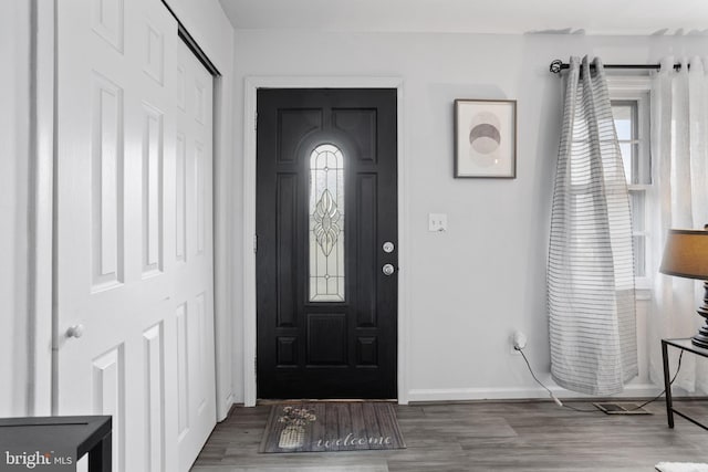 entrance foyer with hardwood / wood-style floors