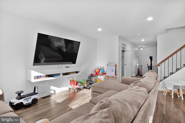 living room with hardwood / wood-style flooring