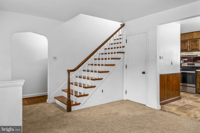 stairs with carpet floors