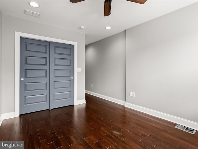 2437 Fleet St, Baltimore, MD 21224 - unfurnished bedroom featuring baseboards, wood finished floors, a closet, and recessed lighting