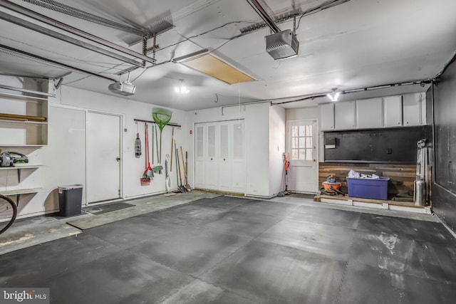 garage with a garage door opener