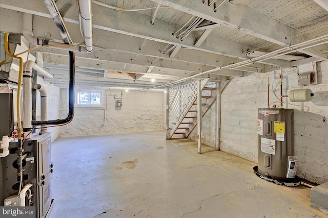 basement with water heater