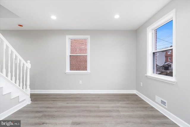 empty room featuring light wood-type flooring