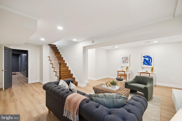 living room featuring light hardwood / wood-style flooring