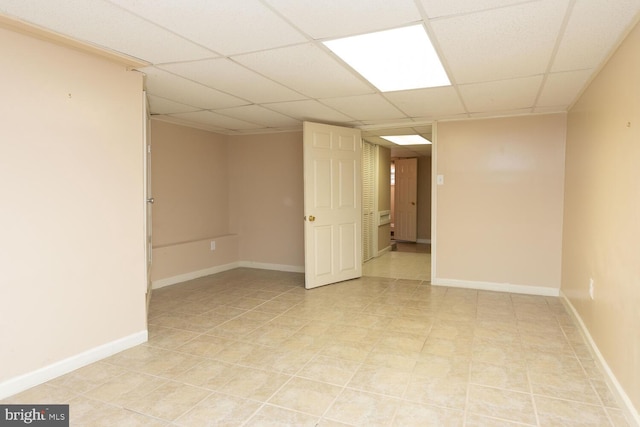 empty room with a drop ceiling