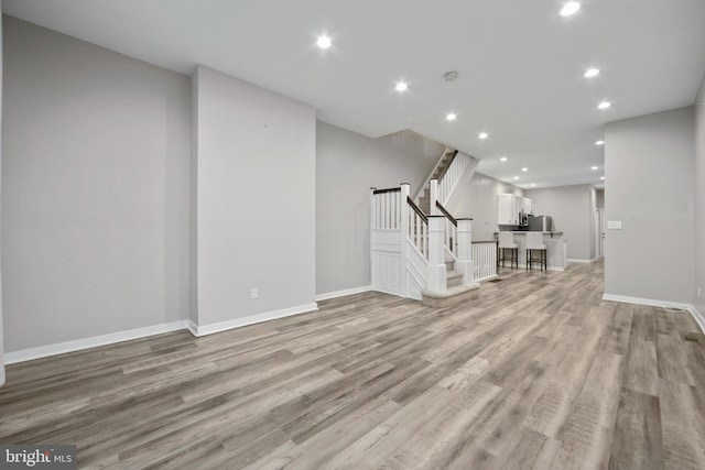 unfurnished living room featuring light hardwood / wood-style flooring