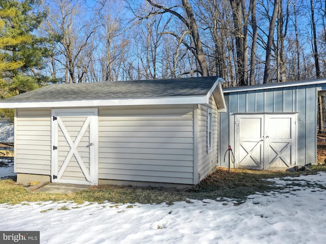 view of snow covered structure