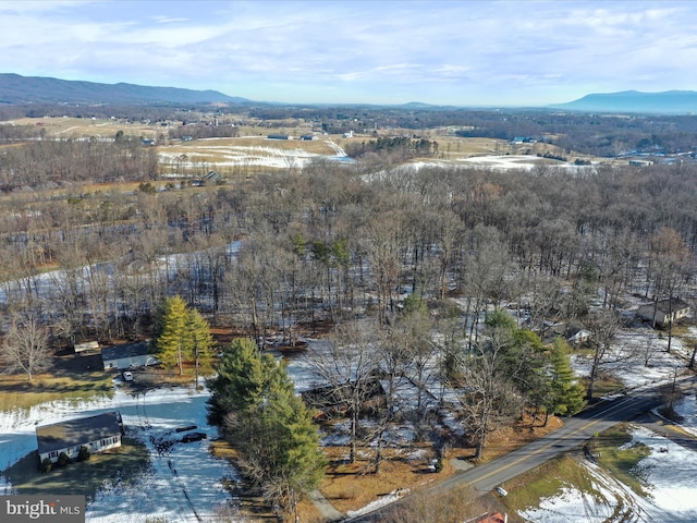 drone / aerial view featuring a mountain view