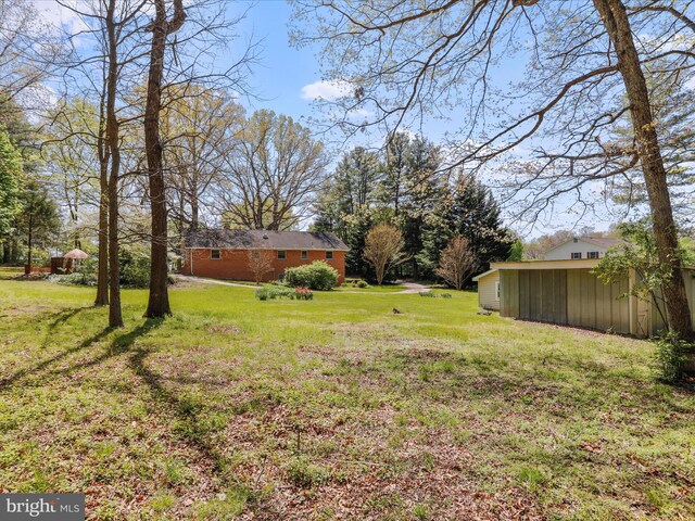 view of yard with an outdoor structure and an outbuilding
