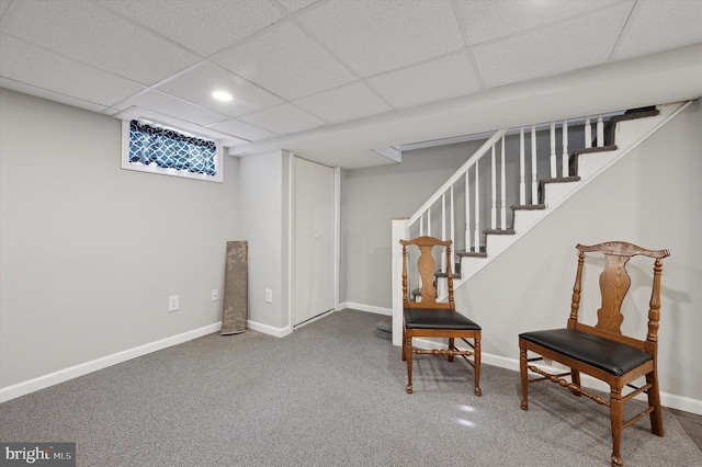 basement with a drop ceiling