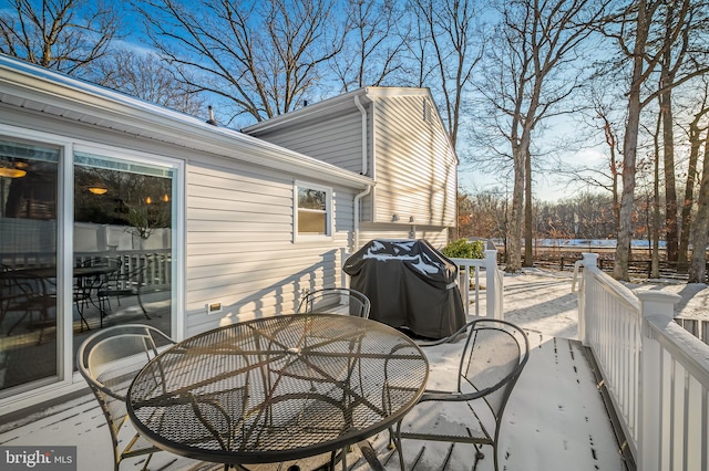 view of patio featuring a grill