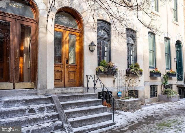 property entrance with french doors